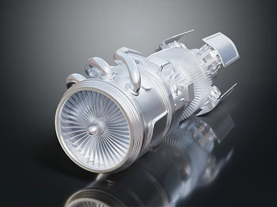 Aerospace Turbine Engine With High Precision Mechanical Structure And Metallic Reflective Surface 3d model