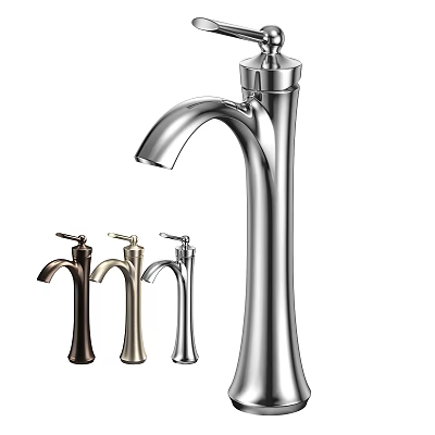 Sleek Modern Stainless Steel Water Faucet with Tall Spout and Multiple Color Finishes 3d model