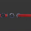 Red Industrial Pipes with Various Shapes T joint Straight Elbow and Metal Flanges