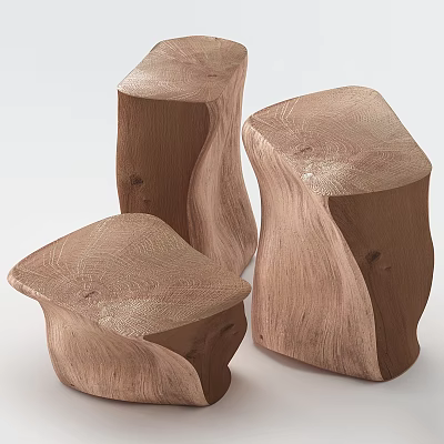 Wooden Side Tables With Natural Tree Stump Shape And Organic Rustic Design 3d model Wooden Side Tables With Natural Tree Stump Shape And Organic Rustic Design 3d model