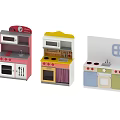 Colorful Kids Toy Kitchen Cabinets With Stove Microwave And Sink Designs