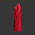 Stylish Red Long Trench Coat With Double Breasted Open Front As Daily Life Clothing Essential