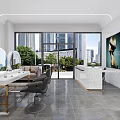 Spacious Beauty Salon Interior Design With White Styling Chairs Shelves And Mirrors