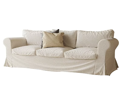 Plush Beige Multi Seater Sofa With Soft Fabric Upholstery And Decorative Cushions 3d model