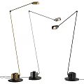 Modern Floor Lamps With Adjustable Arms And Sleek Metal Bases In Black And Gold