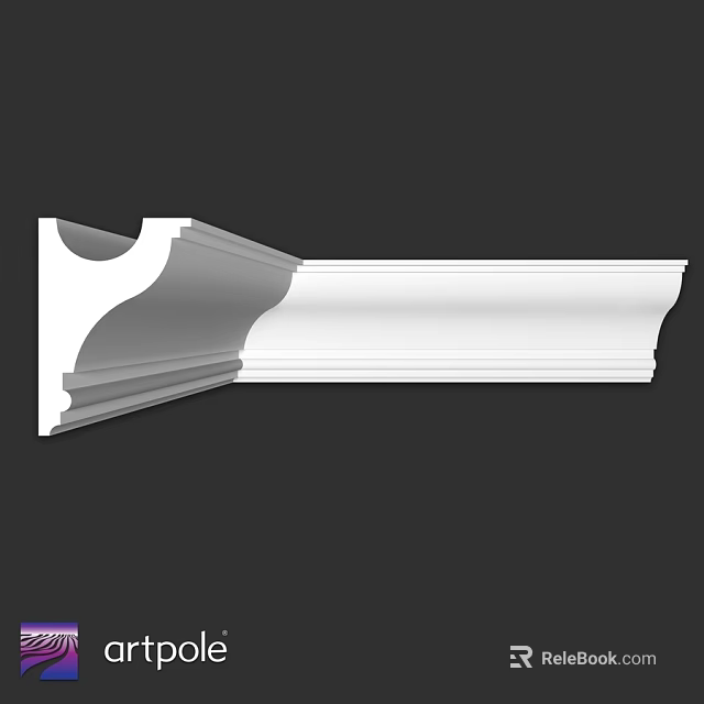 White Decorative Architectural Molding With Detailed Curved Structure And Smooth Surface 3d model 