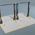 BendPak Industrial Vehicle Lifts With Black Frame Yellow Base And Gray Floor Mat