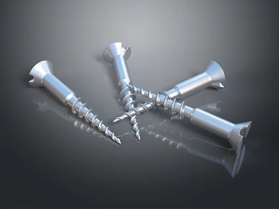 Durable Silver Metal Screws Practical Hardware Tools For Construction Projects 3d model