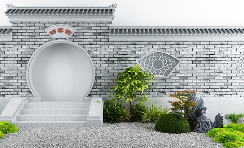 New Chinese-style Moon Cave Gate Courtyard Wall 3d model