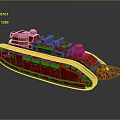 Red Vintage Tank Model With Detailed Tracks And Classic Structure Design