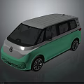 Volkswagen Modern Green And Silver Van With Sleek Design Black Wheels And Front Grille