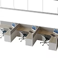 Modern Office Desk Workstations With Partition Computer Monitors And Ergonomic Chairs 3d model
