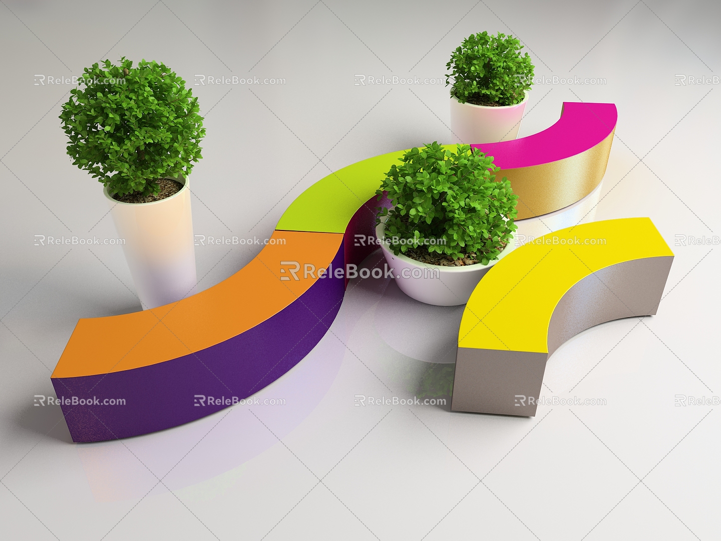 Modern Public Chair Public Seat Flower Pot model