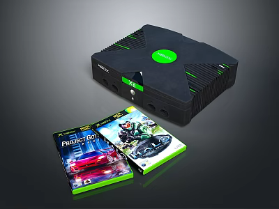 Xbox Console With Car Racing Games Including Forza Horizon And Game Discs 3d model