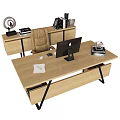 Modern Office Desk With Computer Monitor Keyboard Mouse Ergonomic Chair And Storage Cabinet