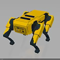Yellow Multi Legged Mechanical Robot Creature With Square Body And Dark Legs 3d model