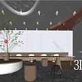 Modern Milk Tea Shop Interior Design With Green Plant Ceiling Decor And Round Seating