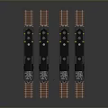 Toy Train Models With Black And Orange Design On Tracks And Small Figures