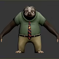 Adorable Game Movie Character Sloth Wearing Green T Shirt Red Striped Tie And Khaki Pants