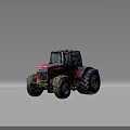 Red Tractor With Large Tires And Black Cabin On Gray Background 3d model