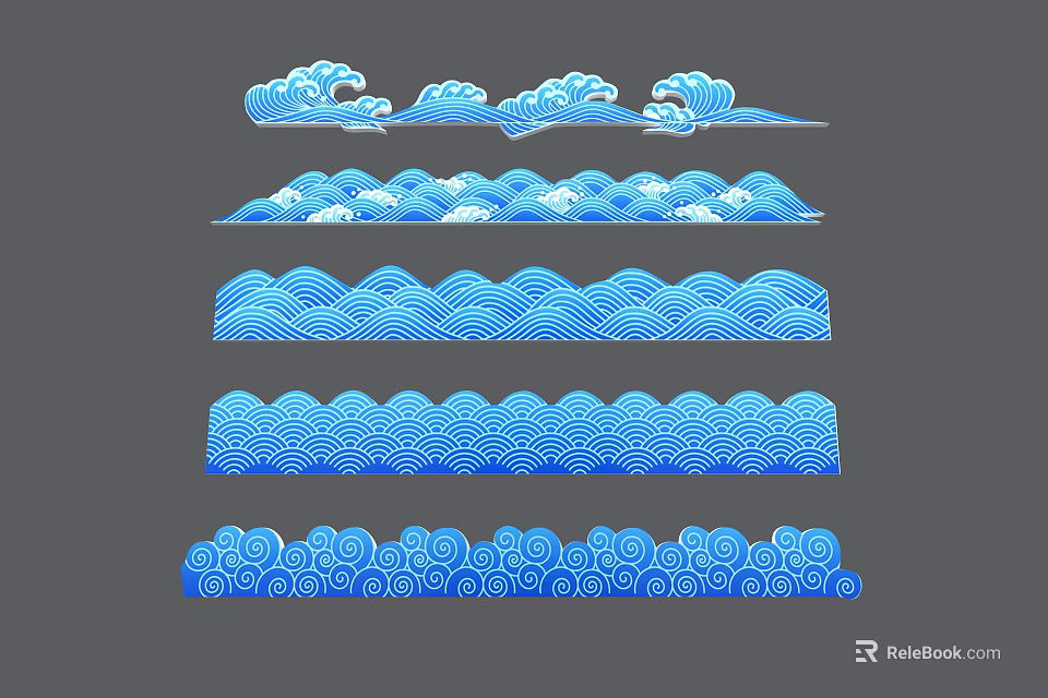 Commercial Equipment Decorative Design With Blue Wave Patterns And Motifs 3d model 