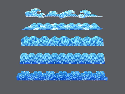 Commercial Equipment Decorative Design With Blue Wave Patterns And Motifs 3d model