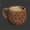 Red Honeycomb Textured Ceramic Cup with Coffee Foam and Spices for Daily Beverage
