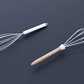 Stainless Steel Kitchen Whisks With Metal And Wooden Handles For Cooking Tools