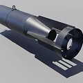 Black Cylindrical Military Aerial Bomb With Tail Fins And Metallic Shell Structure