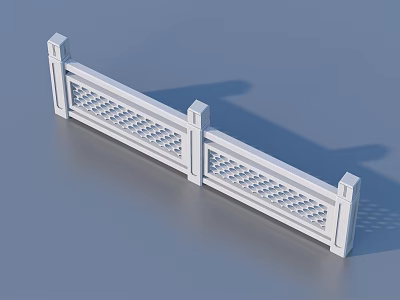 White Decorative Railing With Lattice Pattern And Square Posts In Modern Style 3d model