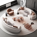 Modern Sofa Coffee Table Combination Curved Sofa Shaped Sofa Multi-person Sofa Leisure Sofa Glass Coffee Table Leisure Chair Office Sofa Floor Lamp 3d model