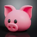 Cute Pink Pig Toy with Big Ears Black Eyes and Round Nose