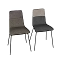 Modern Upholstered Dining Chairs With Gray Fabric And Black Gold Metal Legs