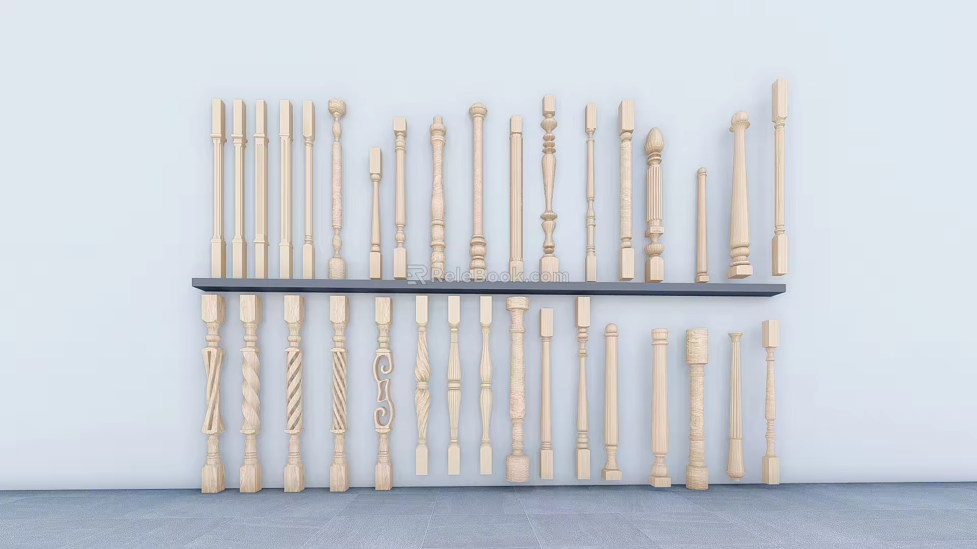 Simple European Railing Guardrail Component Wooden Fence Column Barrier Column Fence Component Column 3d model