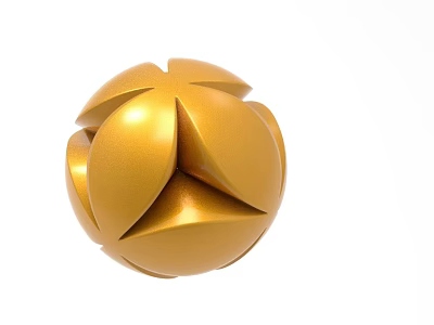 Golden Spherical Sculpture Featuring Petal Shaped Interlocking Sections in Modern 3D Art Design 3d model