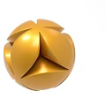 Golden Spherical Sculpture Featuring Petal Shaped Interlocking Sections in Modern 3D Art Design