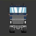 Blue Classic Semi Truck With Cab Multiple Wheels And Stripe Decoration