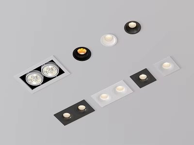 Modern Recessed Downlights and Spotlights with White and Black Home Lighting Designs 3d model