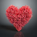 Red Heart Shaped Decorative Ornament Set With Twisted Thread Design For Home Decor