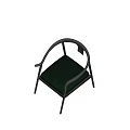 Minimalist Leisure Chair With Black Frame Curved Armrests Dark Cushion And Slender Legs