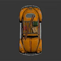 Vintage Orange Volkswagen Beetle With Roof Rack Carrying Colorful Luggage Boxes