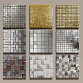 Various Modern Floor Tiles with Metallic Colors and Glossy Surface Patterns 3d model