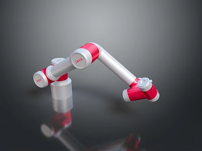 Red And Silver Robotic Arm With Flexible Joints For Industrial Applications 3d model