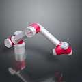 Red And Silver Robotic Arm With Flexible Joints For Industrial Applications