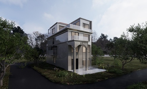 Modern single-family villa 3d model