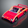 Shiny Red Vintage Toy Car With Rear Spoiler And Detailed Windows