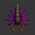 Brownish Red Giant Lobster Crab Creature With Greenish Back Purple Legs And Large Claws