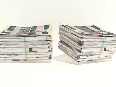 Neatly Stacked Newspapers Tied With Ropes As Daily Household Supplies 3d model
