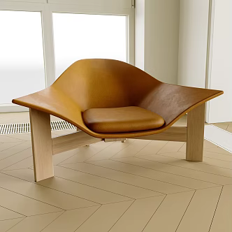 Retro Style Sofa Leisure Sofa Lazy Sofa Single Chair Log Style Sofa Leather Sofa Shaped Sofa 3d model