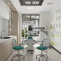 Modern Hospital Outpatient Clinic Lobby With Arched Doorway Large Window Wooden Decor Green Chair